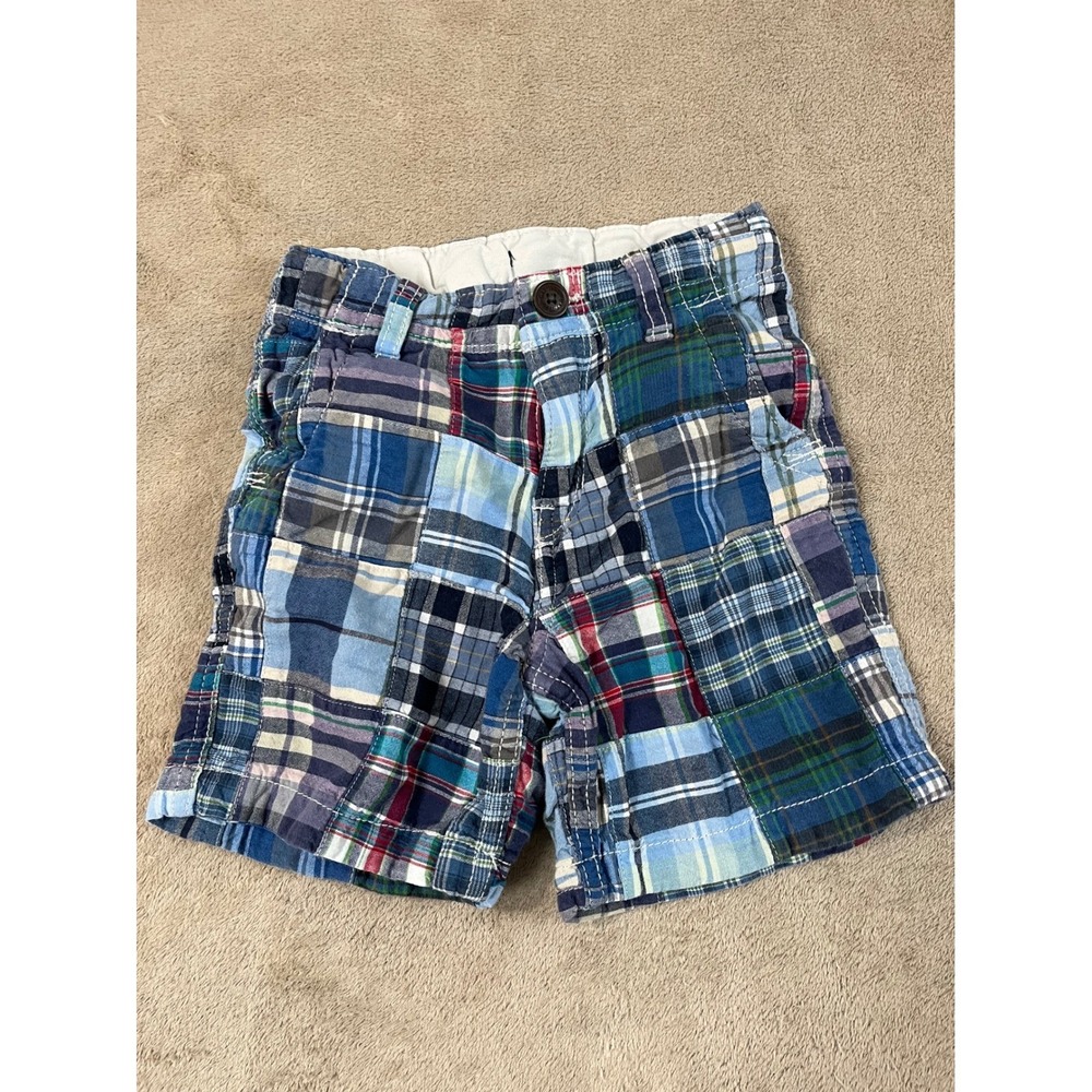 Baby GAP Patchwork Plaid Shorts Toddler Boys Size 3 Years Blue Cotton Blend EUC
